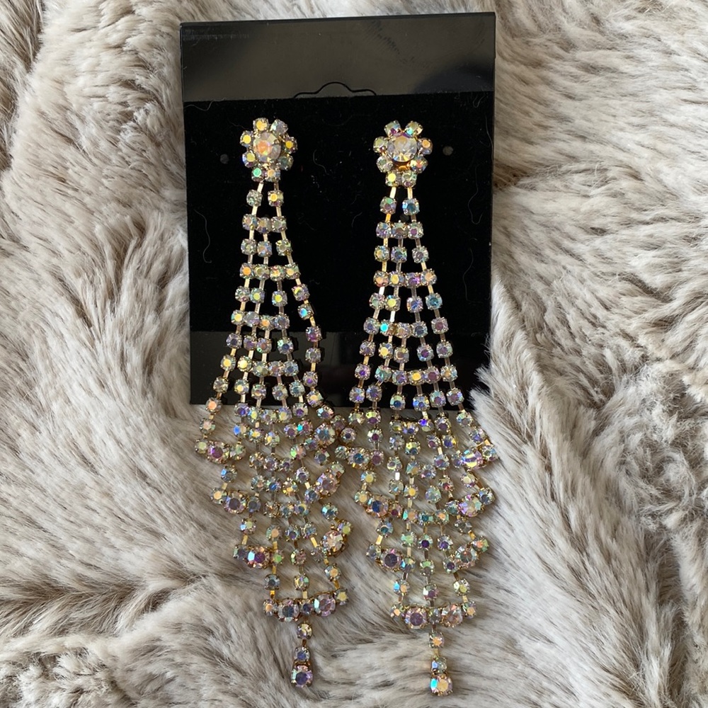 Crystal AB drape earring